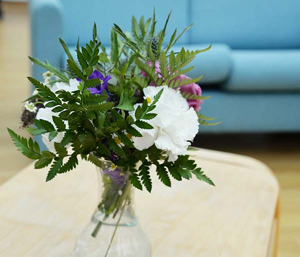 Our Hospices flowers on a table