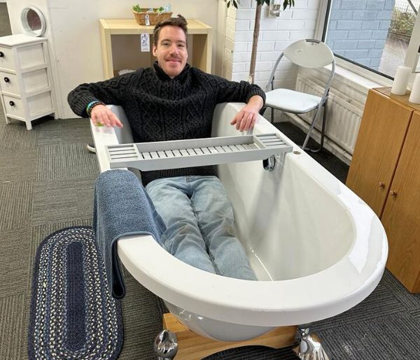 Mark in the bath at St Austell furniture