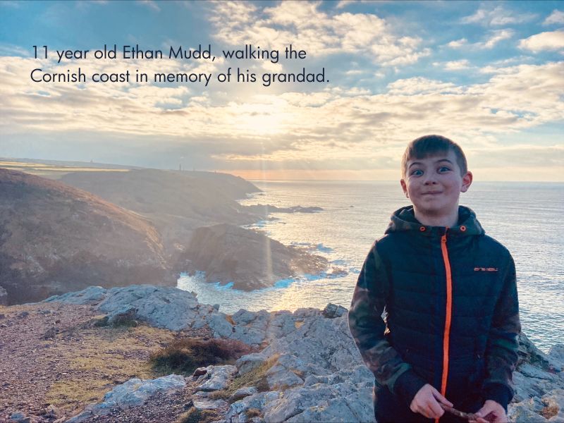 Ethan Mudd is walking the Cornish coast path in memory of his Grandad.